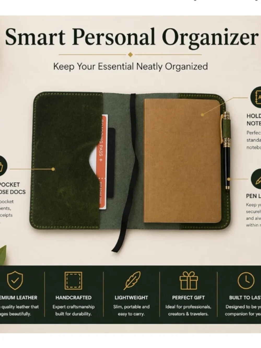 Premium Two Tone Green Leather Journal Cover